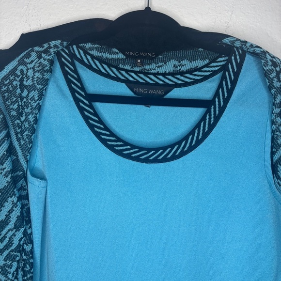 Ming Wang Blue Black Animal Print Cardigan Tank Top Set - Picture 6 of 10